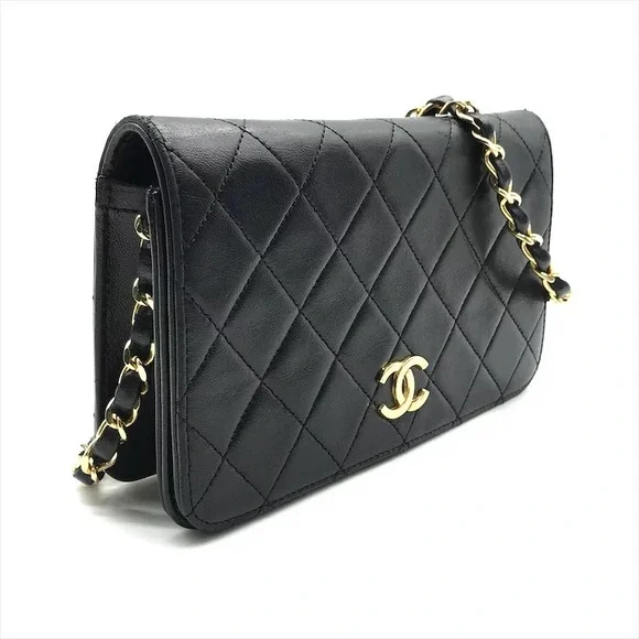 Authentic CHANEL 1988 Vintage classic flap black lambskin leather 24k gold bag - Picture 12 of 13